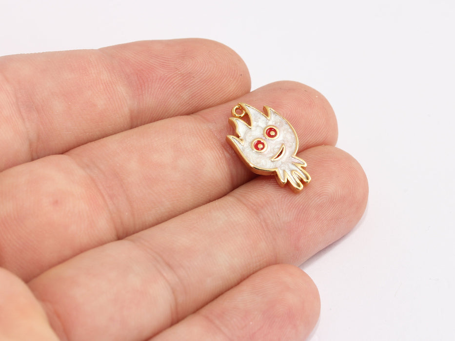 12x21mm 24 ayar Parlak Altın Erkek Çocuk Charm'ı, Beyaz Emaye Erkek Çocuk Charm'ları, MLS428-1