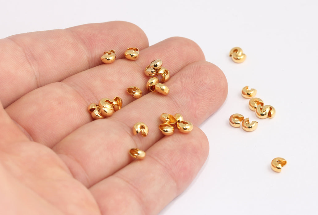 5 mm 24 Ayar Parlak Altın Kıvrım Uçları, Kordon Zincir Kıvrımları, MLS369