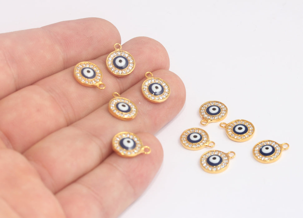 Shiny Gold CZ Evil Eye