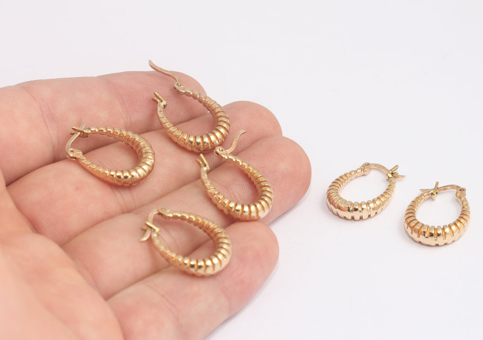 Textured Oval Hoop Earrings