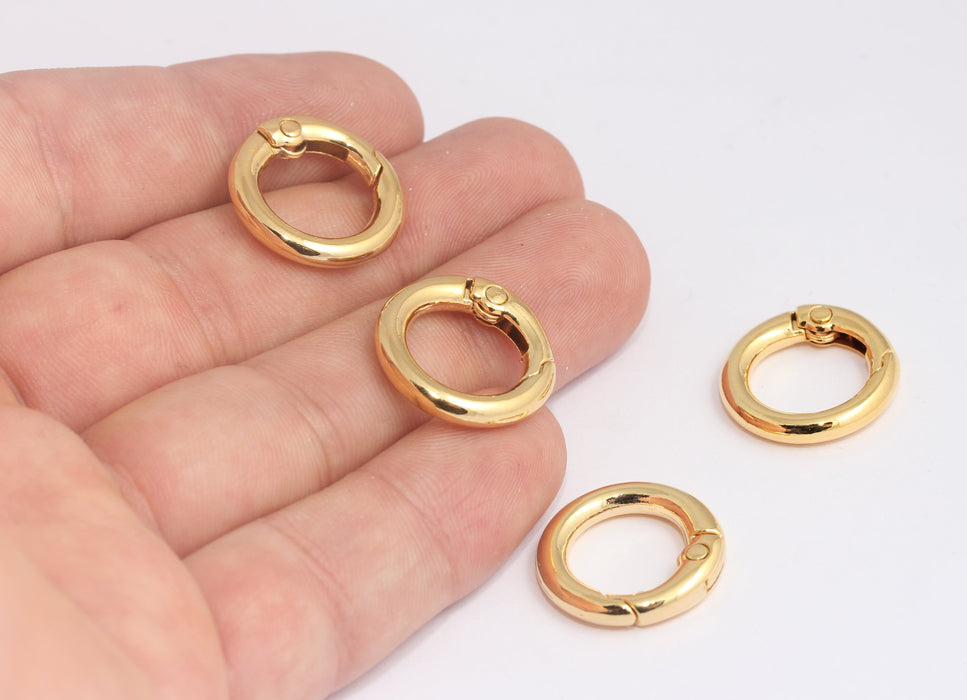 20mm 24k Shiny Gold Round Clasps, High Quality Gold Clasps, KDR122