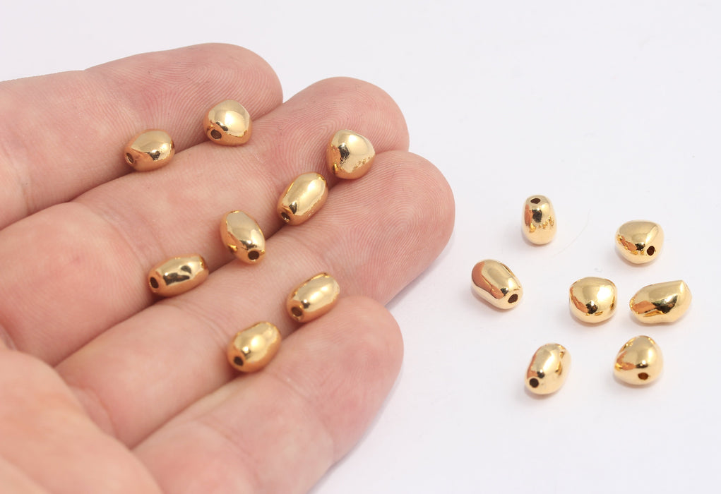 6x8,5 mm 24 Ayar Parlak Altın Ara Boncuklar, Düzensiz Şekilli Boncuklar, SLM462