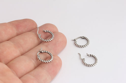 Braided Hoop Earrings, Silver Earring Hoops