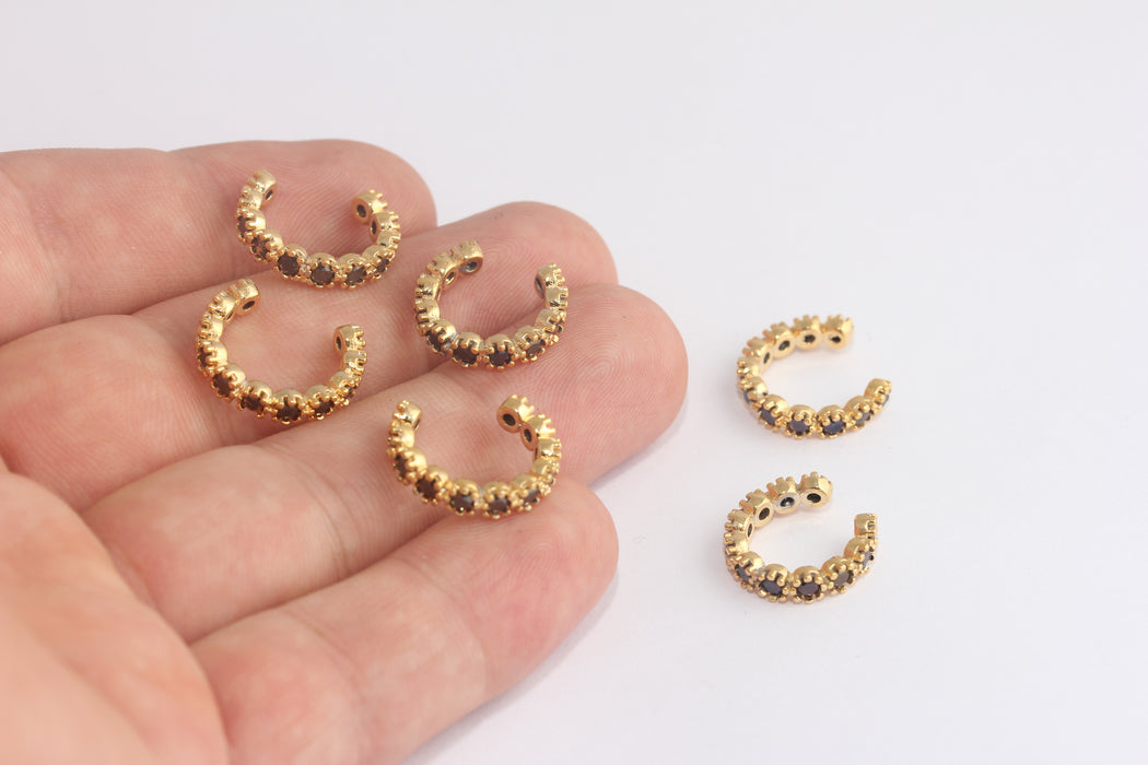 Dainty Hoops, Black Stone Hoop Earrings