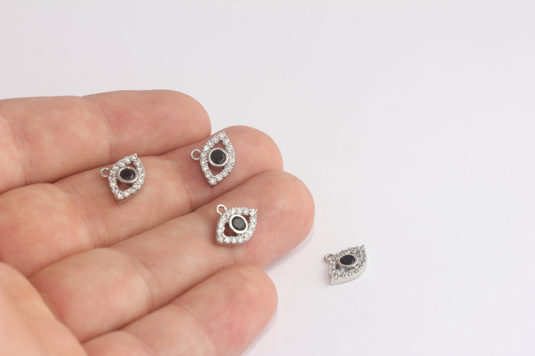 Rhodium Plated Evil Eye Charm