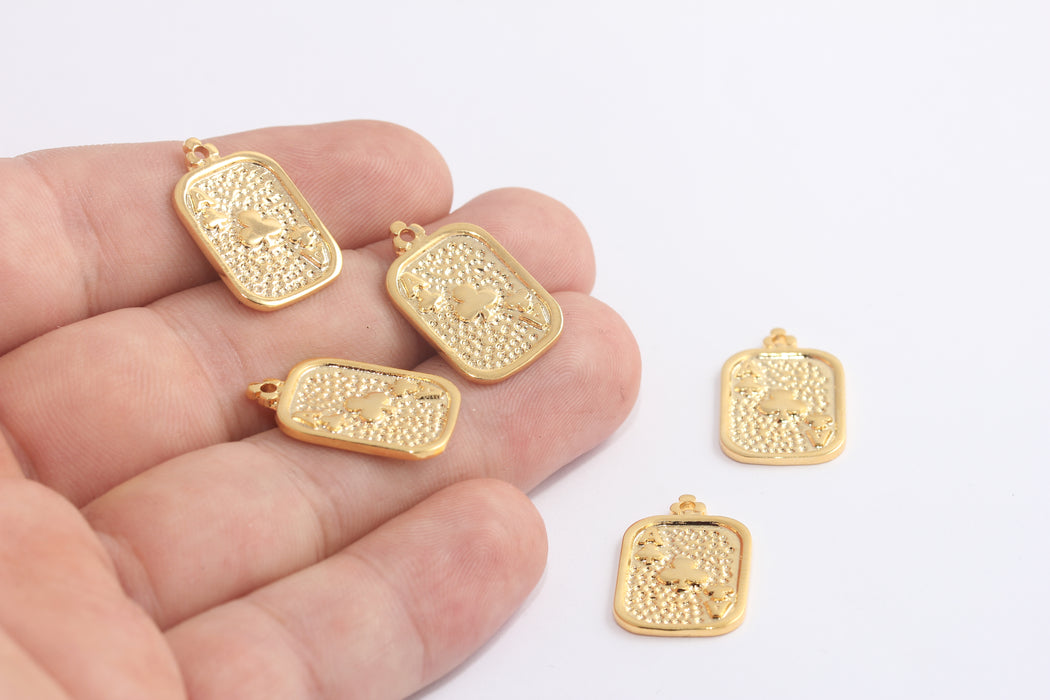 14x23mm 24 Ayar Parlak Altın Oyun Kartı, Poker Takıları, Kumarhane Takıları, Sinek Ası Takısı, Poker Kartları Kolye Ucu, Kumar Takısı, MLS581-1