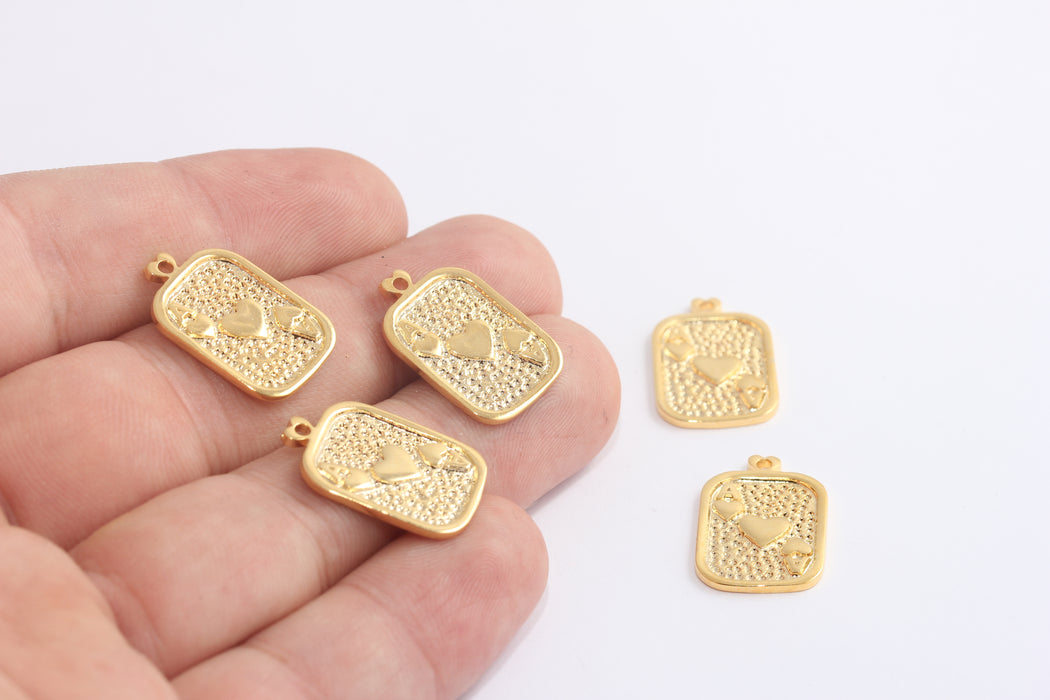 14x23 mm 24 Ayar Parlak Altın Oyun Kartı, Poker Takıları, Kumarhane Takıları, Oyun Kartı Kalp Ası, Poker Kartları Kolye, Kumar Takısı, MLS687-1