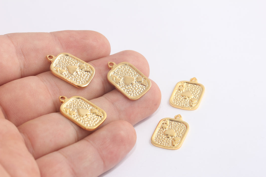 14x23mm 24k Shiny Gold Playing Card, Poker Charms, Casino, Ace of Clubs Charm, Gold Ace of Spades Pendant, Gambling Charm, MLS1124-1