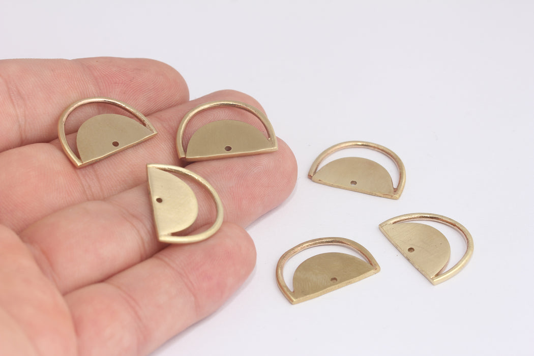 Raw Brass Semicircle, Half Moon Charms, Two Hole Charms, Stamping Blank, Crescent Moon Charms, Raw Brass Findings, MLS770