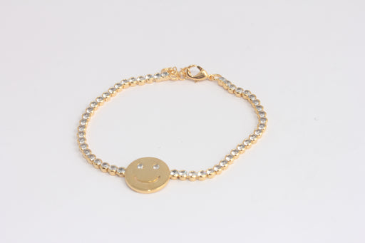 Shiny Gold Dainty Smiley Face Bracelet