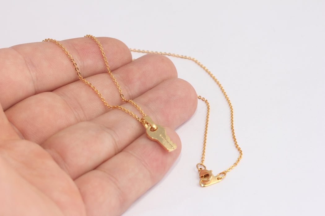 17'' 24k Shiny Gold Key Necklace, Ready Necklace, Padlock With Key, Love Key, Gold Key Necklace, Gold Key Pendant, BXB412-3