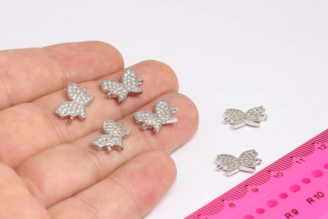10x16mm Rodyum Kaplama Kelebek, CZ Kelebek, Mikro Döşeme Kelebek, Gümüş Kelebek, MLS955