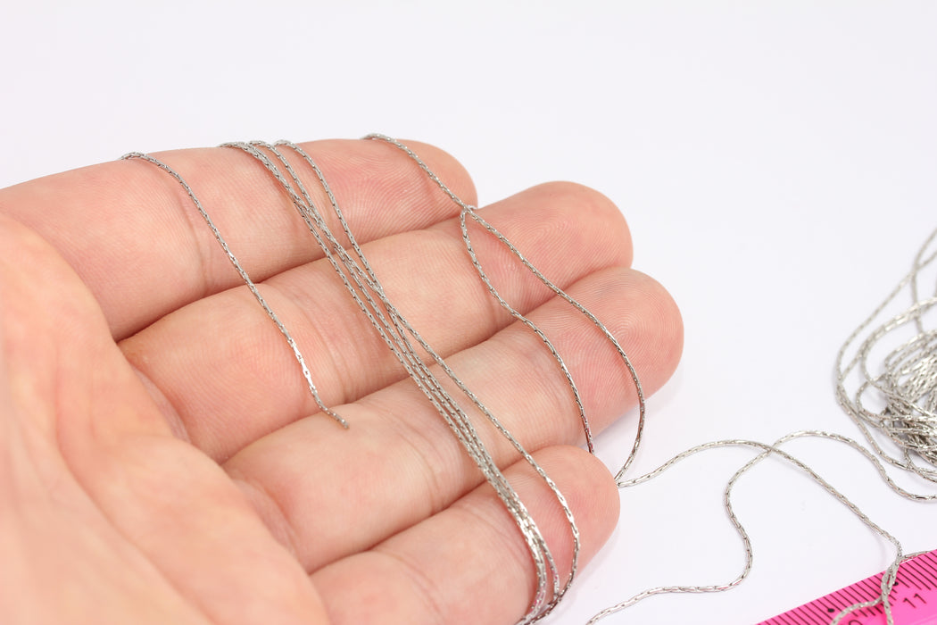 0.70mm Rhodium Plated Cable Chains, Knitted Brass Chains, Strong Silver Snake Chain, Silver Rope Chain, Silver Plated Findings, BXB416-2
