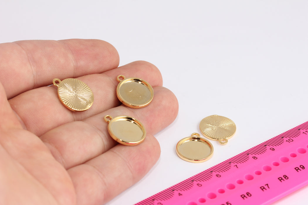 16x19mm 24k Shiny Gold Disc Charms, Gold Stamping Blanks, Charms For Stamping, Coins, Gold Medallion Charms, Gold Findings, BXB416-4