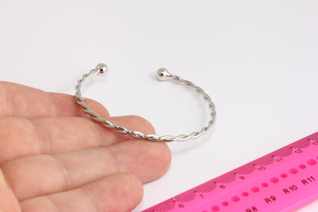 Rhodium Plated Round Wire Bracelet