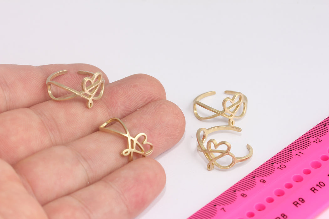17x18mm Raw Brass Intinity Ring, Infinity on Heart Ring, Dainty Ring, Minimalist Infinity Ring, Women's Ring, SLM189-1