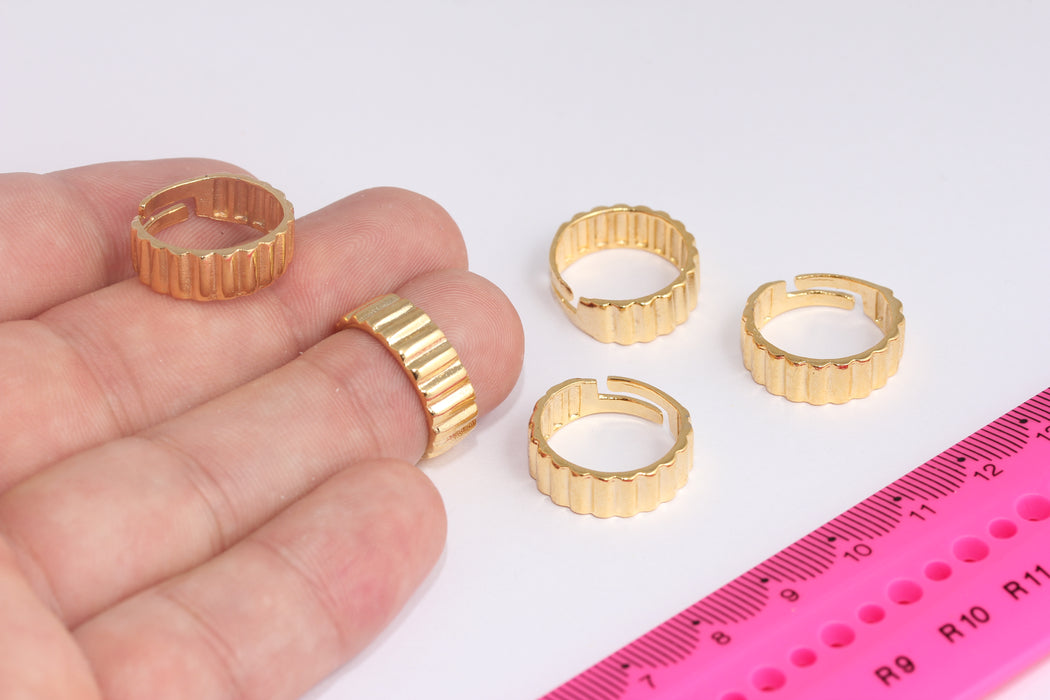 24k Shiny Gold Shell Rings, Adjustable Ring Settings, Gold String Ring, Stacking Rings, Dainty Rings, Shell Textured Rings, SLM312