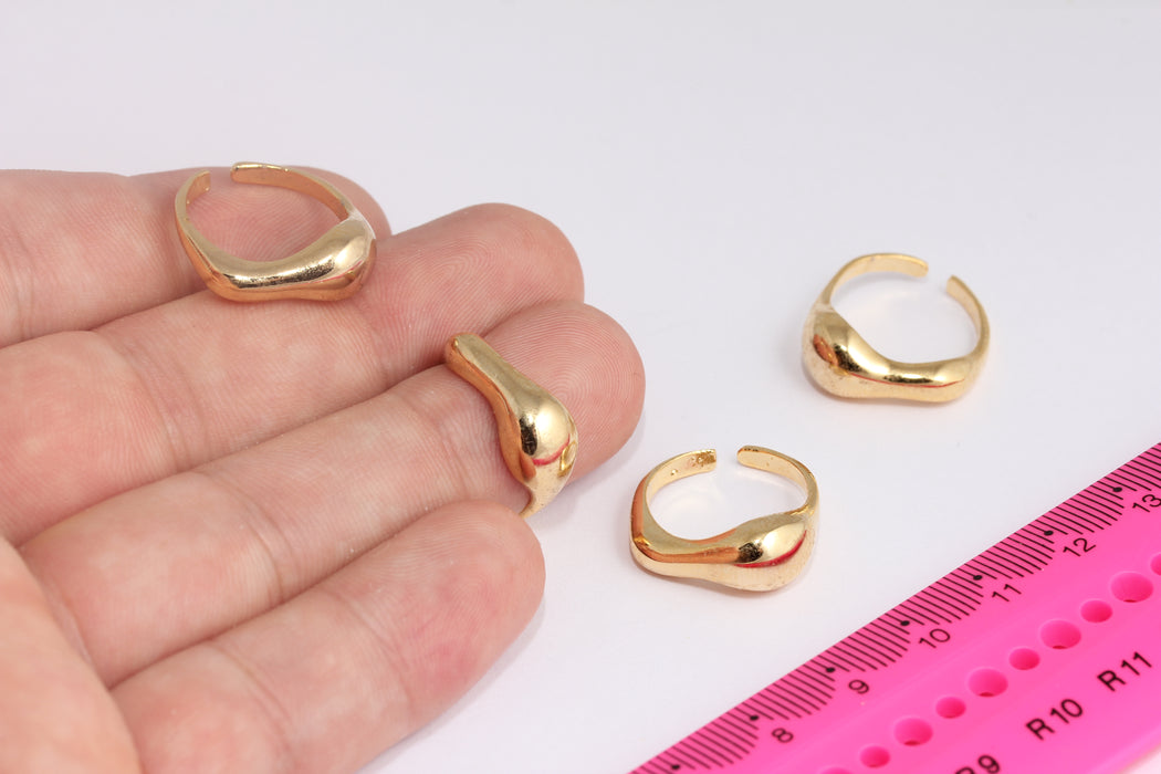 24k Shiny Gold Plated Irregular Ring, Gold Textured Ring, Rings For Women, Adjustable Rings, Dainty Rings, Gold Plated Rings, SLM115-2