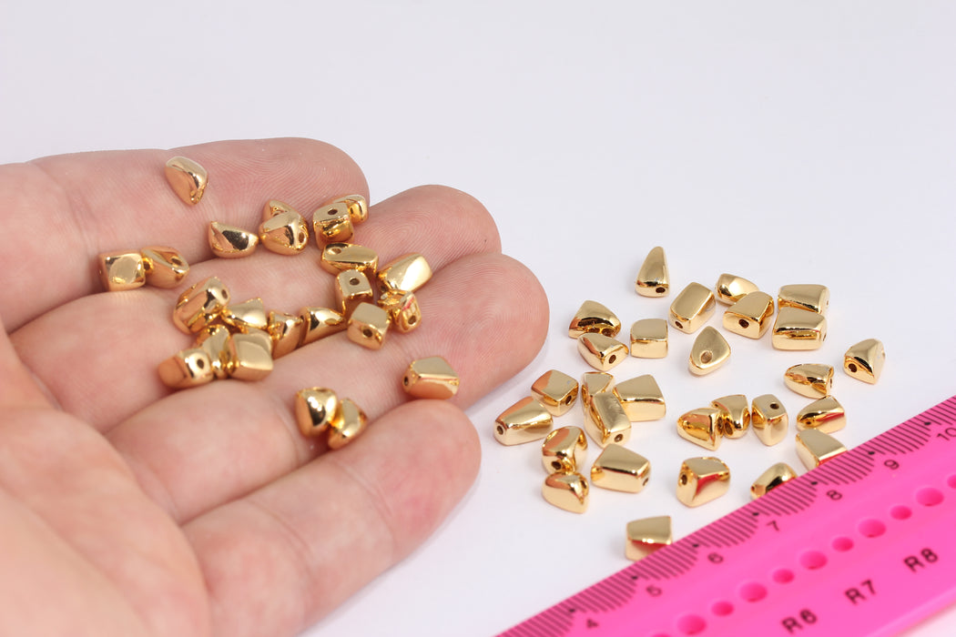 4x6,5mm 24k Shiny Gold Plated Ball Beads, Round Ball Bracelets, Spacer Beads, Bracelet Beads, Cube Beads, Irregular Shape, SLM155