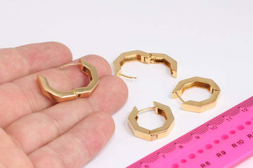 Octagon Huggie Earrings, Geometric