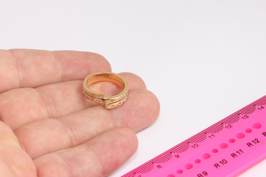 16x17mm 24k Shiny Gold Wrap Ring, Spiral Ring, Micro Pave Ring, Adjustable Ring, Dainty Rings, Modern Ring, Gold CZ Rings, FRB150