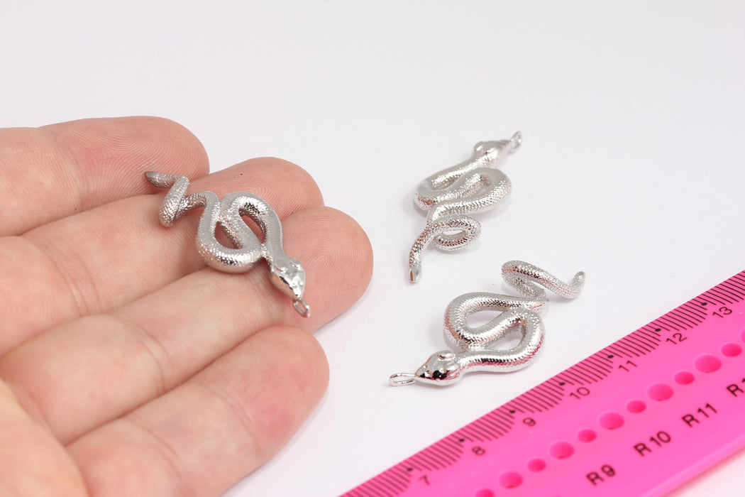 17x41 mm Rodyum Kaplama Yılan Kolye, Yılan Kolye, Yılan Takıları, Gümüş Yılan, Yılan Takıları, Yılan Kolye Takıları, FRB144