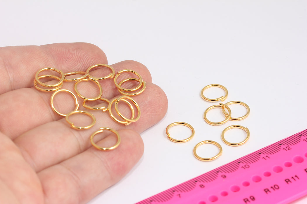 12mm 24k Shiny Gold Jump Rings, Gold Connector, Open Jump Rings, Bulk Gold Jump Rings, Jewelry Making Supplies, FRB160