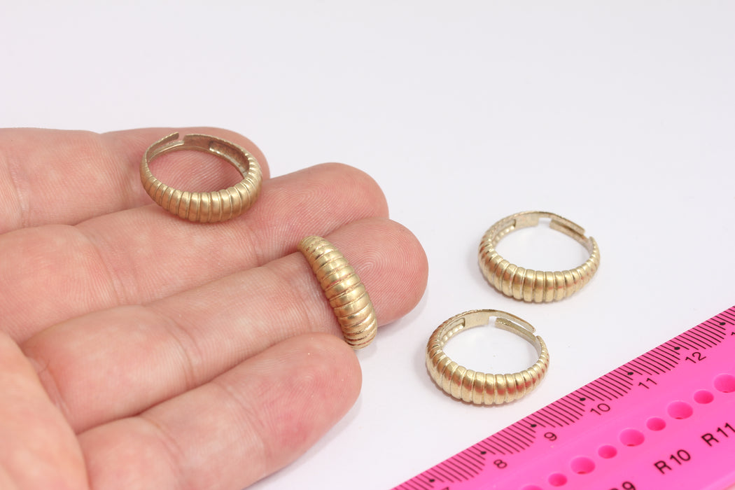 16x17mm Raw Brass Shell Rings, Adjustable Ring Settings, Brass String Ring, Stacking Rings, Dainty Rings, Textured Rings, BXB419-2