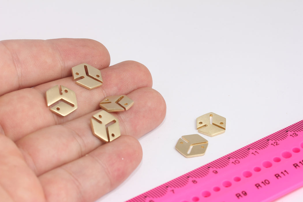 Brass Hexagon Charms