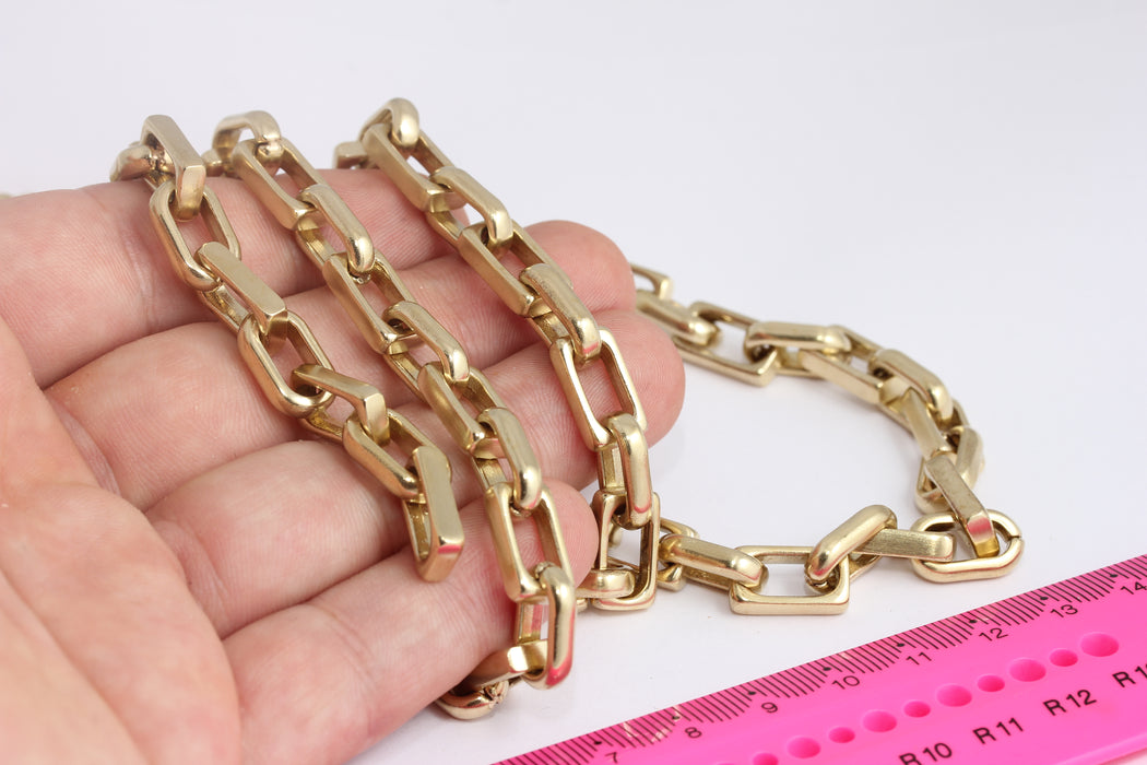 8x14mm Raw Brass Chain, Paperclip Link Chain, Chain Making Supplies, Adjustable Gold Chain, Handmade Chains, BXB421-7