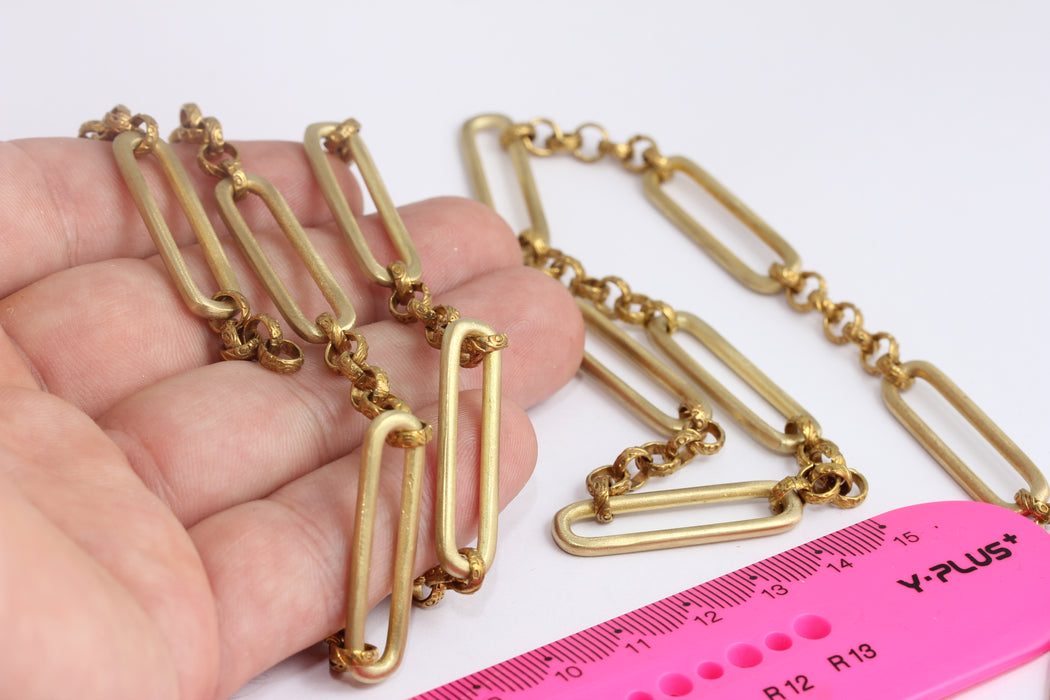 9x32mm Raw Brass Link Chain, Handmade Chain, Thick Cable Chain, Oval Link Chain, Raw Brass Findings,  BXB420-2