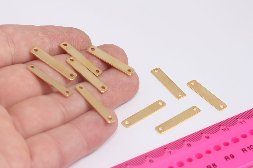 5x25mm 24k Shiny Gold Nameplate Bar, Gold Bar Pendant, Rectangle Bar, Pendant Necklace, Gold Plated Findings, MTE175-2