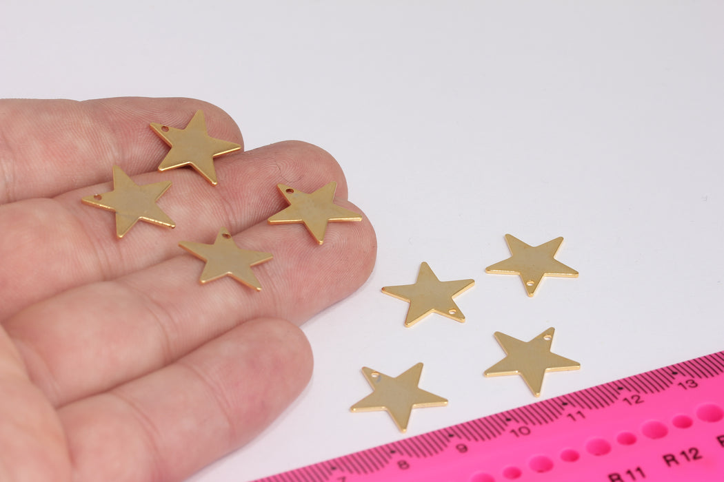 15mm 24k Shiny Gold Star, Star Pendant, Stamping Star Blank, Necklace Star Pendant, Gold Plated Findings, MTE695