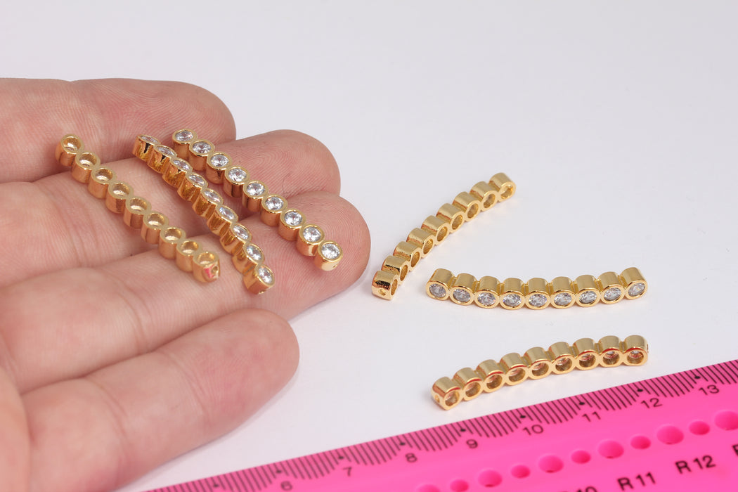 4,5x38 mm 24 ayar Parlak Altın CZ Bar, Mikro Döşeme Bileklik Takıları, Bilezik Bağlantısı, CZ Bilezik Bilekliği, CZ Bilezik Çubuğu, MTE1326-1