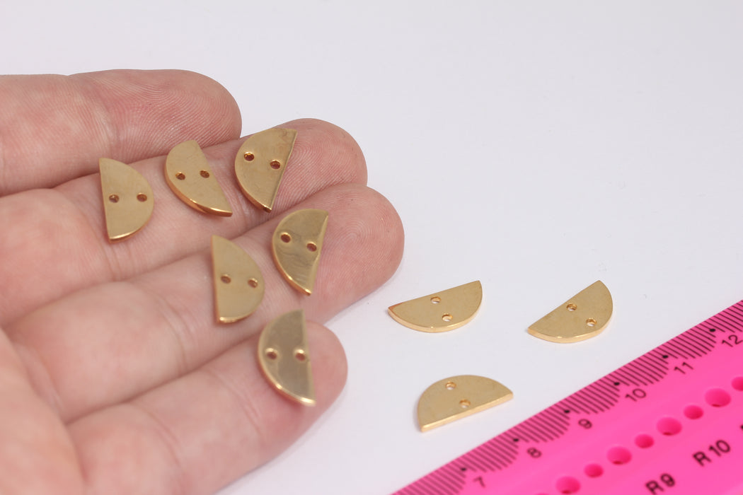 8x16mm 24k Shiny Gold Semicircle, Half Moon, Stamping Blank, Crescent Moon Charms, Gold Plated Findings, MTE788-1