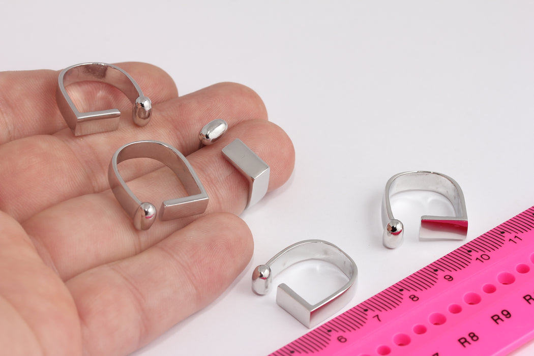 16-17mm Rhodium Plated Cube Ring, Geometric Ring, Silver Ring, Modern Ring, T Bar Open Minimalist Ring, MTE209