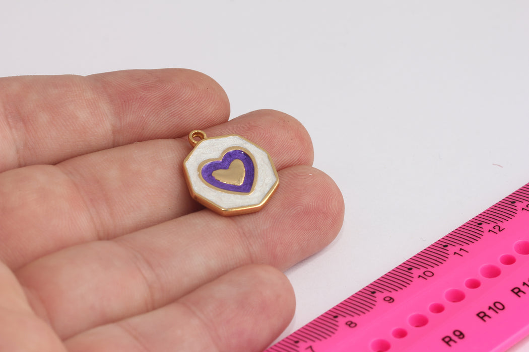 19x22 mm 24 Ayar Parlak Altın Kalp Kolye, Aşk Kolyesi Tılsımları, Kalp Madalyon, Kalp Disk Kolye, Kalp Tılsımları, Altın Bulgular, FRB42-2