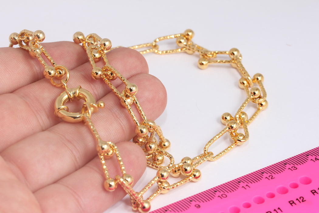 Collana con catena a U in oro lucido 24k da 18'', collana massiccia con catena riempita in oro, gioielli a catena, collana con catena spessa e delicata, BXB423-3