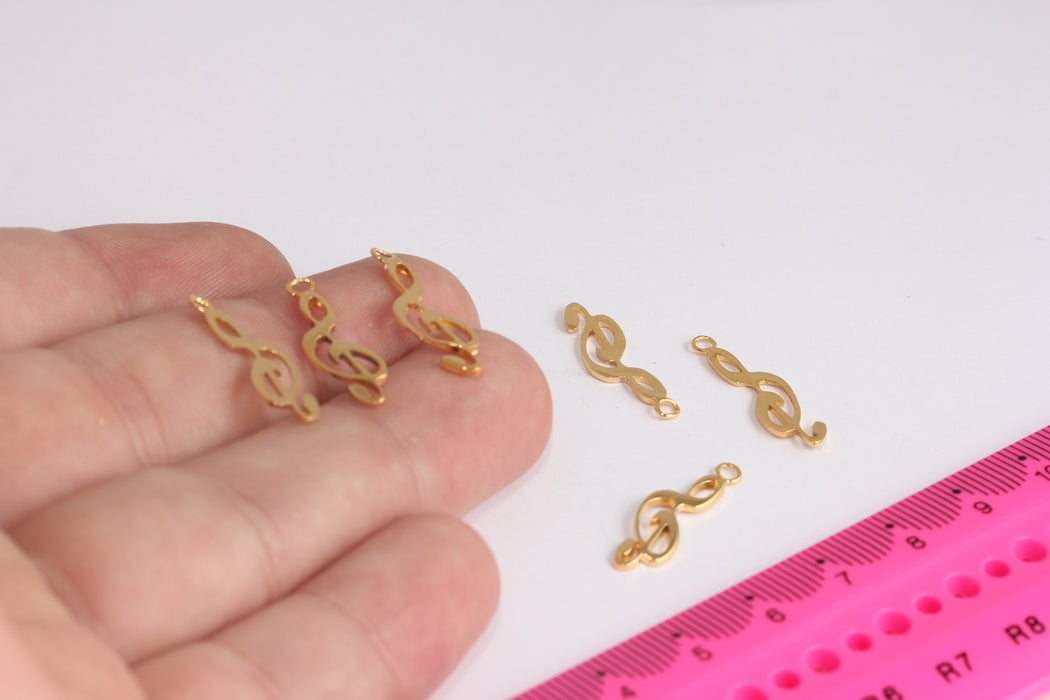 Ciondolo a forma di nota musicale in oro lucido 24k da 7x22 mm, ciondolo a forma di nota musicale per musicisti, collana minimalista, collana con nota musicale, ZRCN411