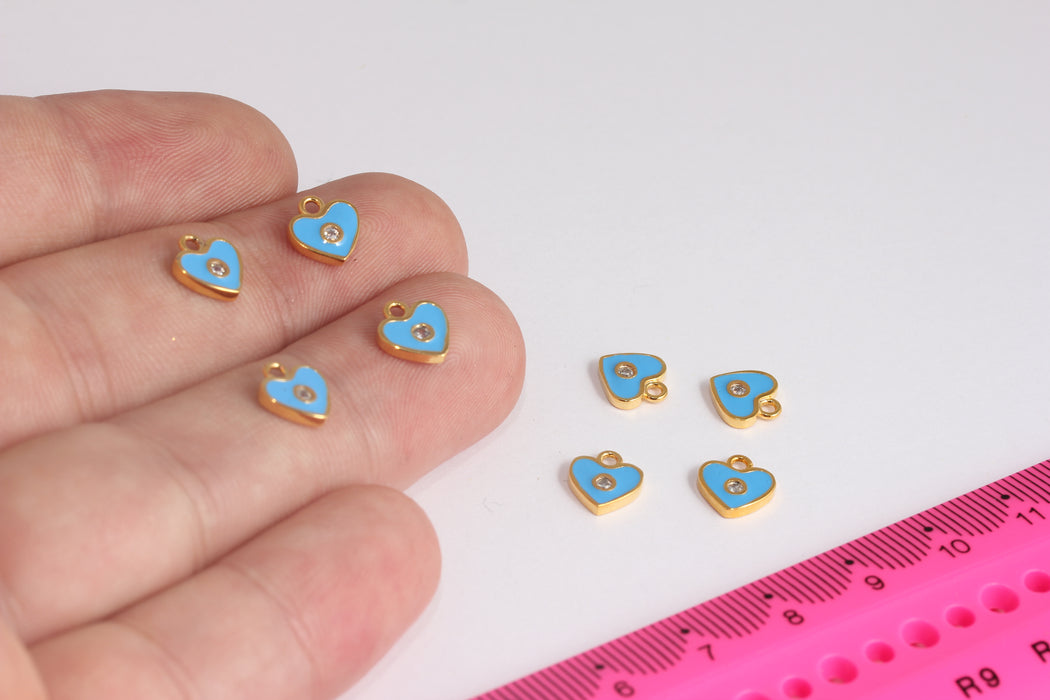 Shiny Gold CZ Heart Charms