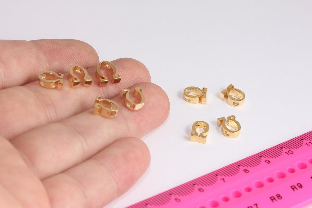 7x9mm 24k Shiny Gold Omega Letter, Omega Letter, Greek Letters, Omega Jewelry, Greek Alphabet, Omega Charm, Gold Plated Letters, ZRCN429