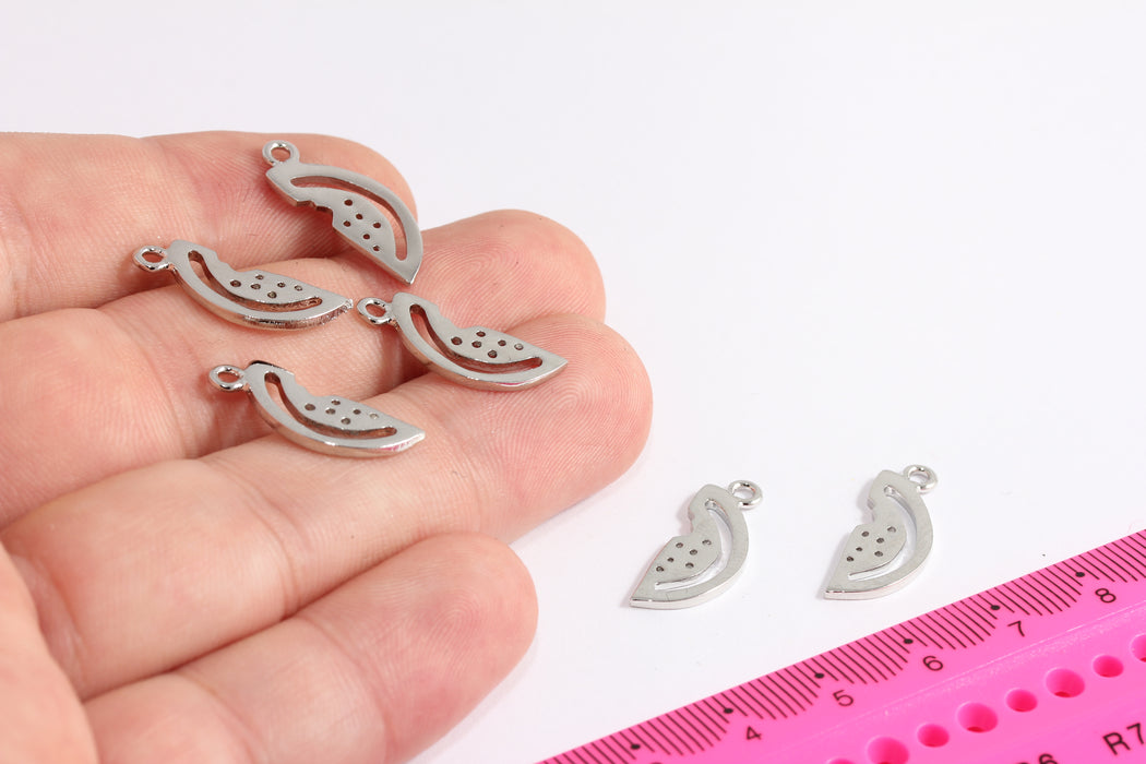 8x21 mm Rodyum Kaplama Karpuz, Karpuz Takıları, Karpuz Dilimi Takısı, Karpuz Kolye Ucu, Meyve Boncuklu Bilezik, HRN65-2