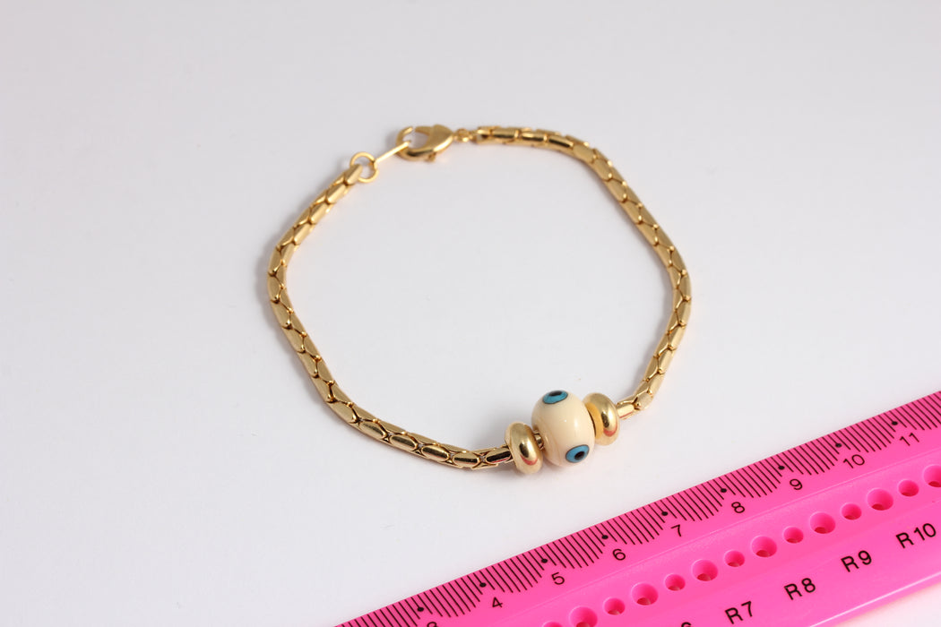 Shiny Gold Evil Eye Bracelet