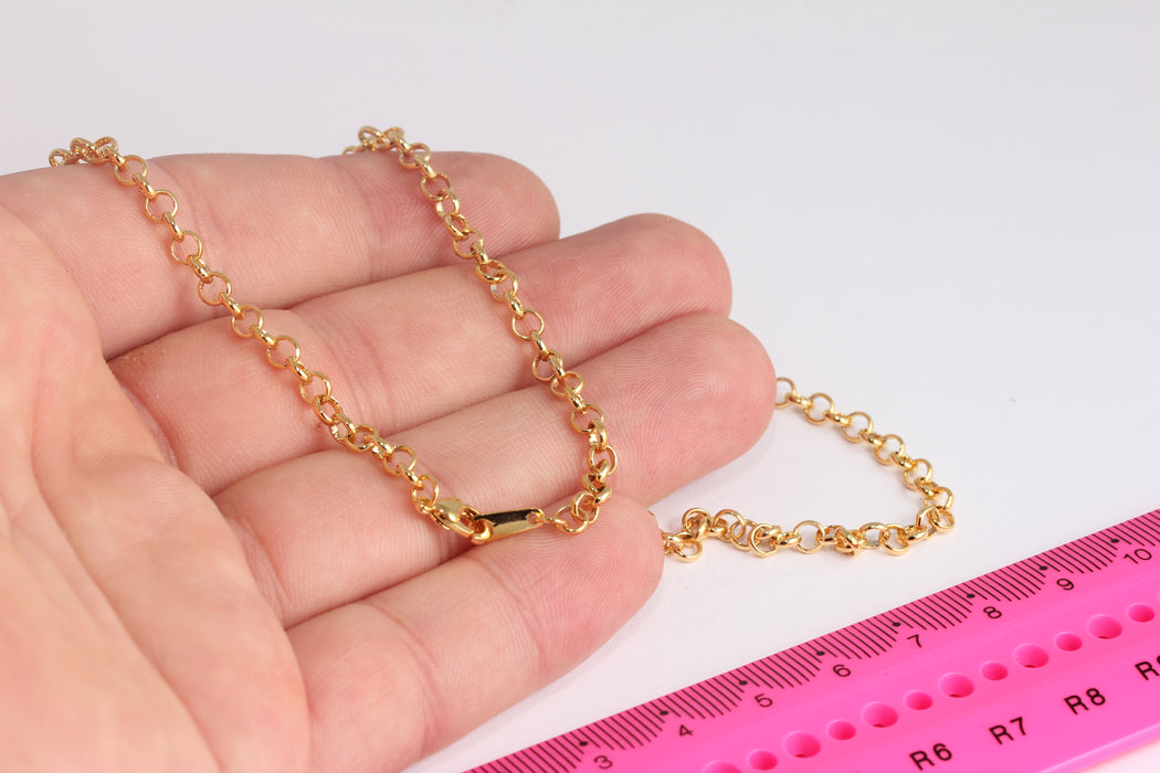 17'' 24k Shiny Gold Rolo Necklace, Ready Rolo Chain Necklace, Gold Necklace, Rolo Chains, Dainty Necklace, Gold Plated Chains, BXB426-3