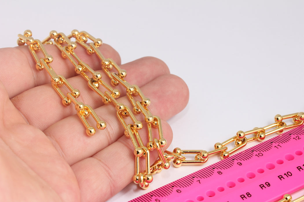 24k Shiny Gold Plated, Tiffany Chains , With ,Round Clasp. BXB359