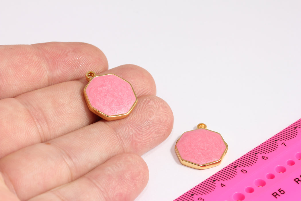 18x22mm 24k Shiny Gold Enamel Pendant, Necklace Charms,CR23-2