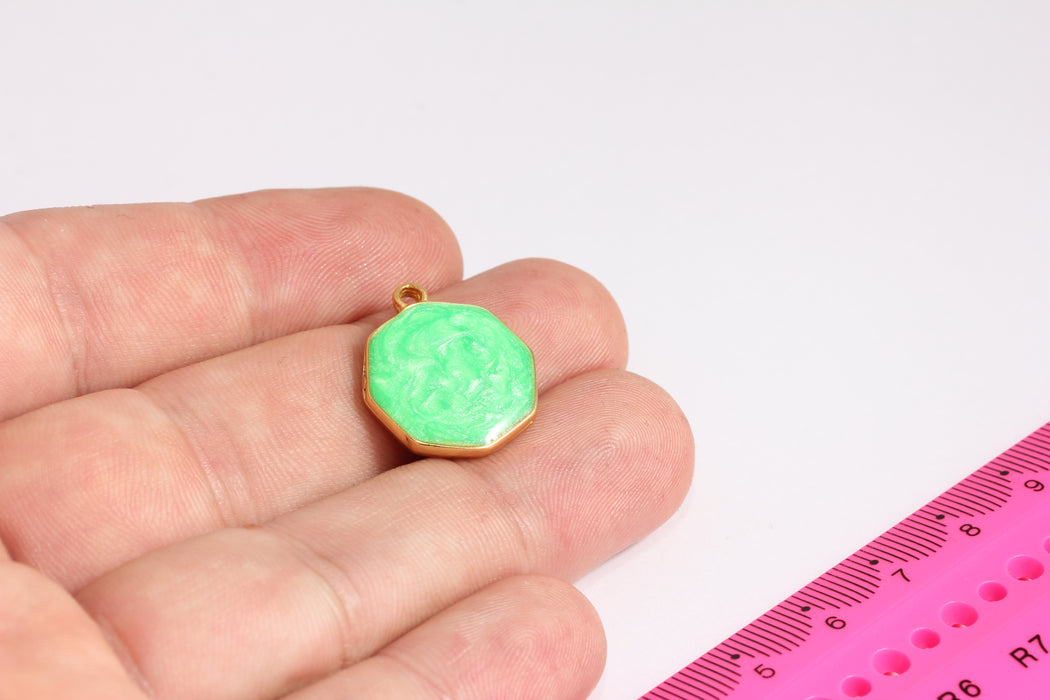 18x22mm 24k Shiny Gold Enamel Pendant, Necklace Charms,CR23-3