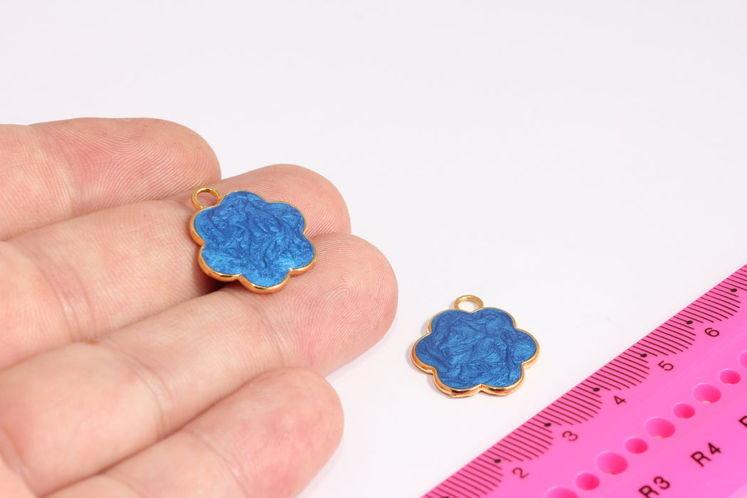 18x20mm 24 Ayar Parlak Altın Çiçek Kolye Ucu, Kolye Ucu, CR26-1