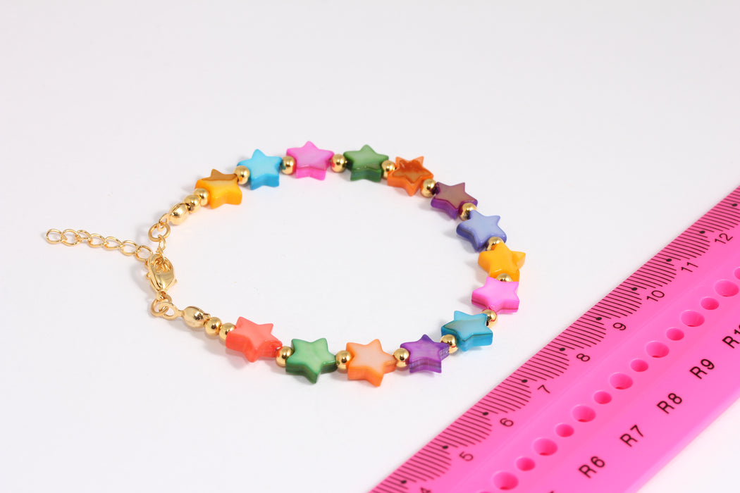 Shiny Gold Pearl Star Bracelet