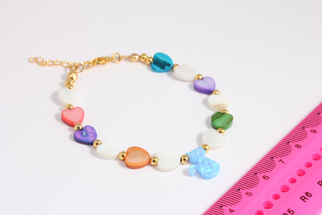 Shiny Gold Pearl Heart Bracelet